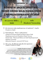 Plakat konferencji „Równi w społeczeństwie – nowe drogi włączania osób z niepełnosprawnościami”